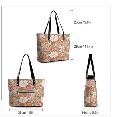 Custom Tote Hand Shoulder Bag 12 X 15 Spring Bohemian Boho Peach Orange Floral Terrifictrend