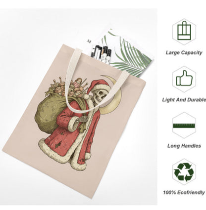 Christmas Skeleton Sack of Bones Santa Shoulder Tote Bag 18"x15" Large  Gift TerrificTrend