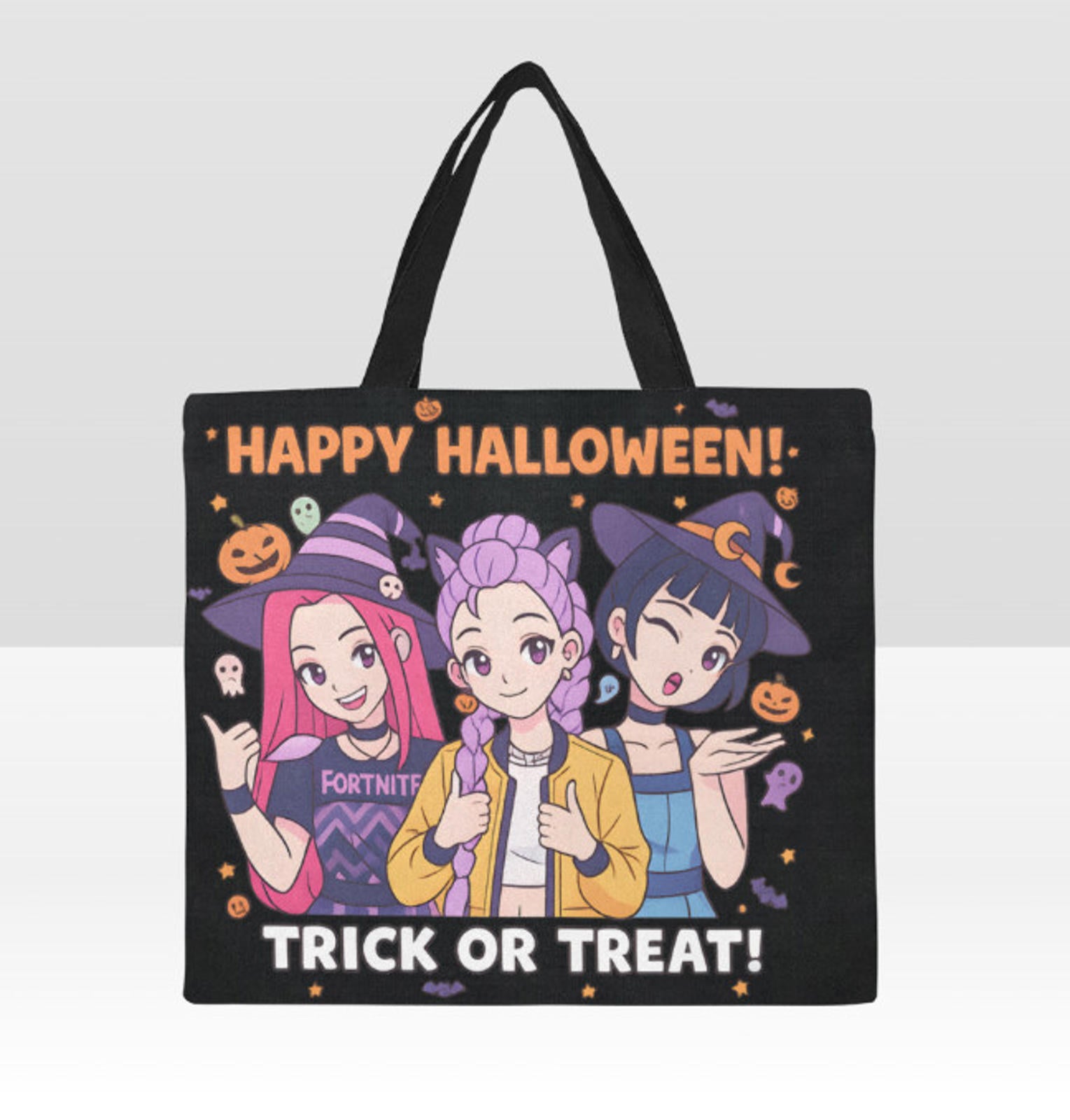 KPop Demon Hunters Huntrix Saja Girls Anime Large Halloween Tote Bag 18"x15" TerrificTrend
