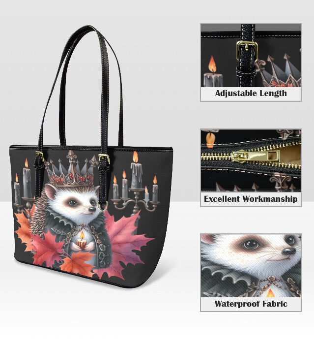 Custom Tote Hand Shoulder Bag 12 X 15 Fall Halloween Gothic Hedgehog  Leaves Terrifictrend