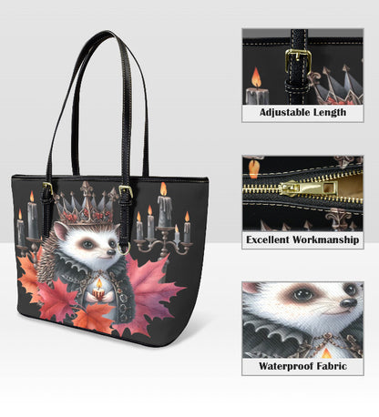 Custom Tote Hand Shoulder Bag 12 X 15 Fall Halloween Gothic Hedgehog  Leaves Terrifictrend