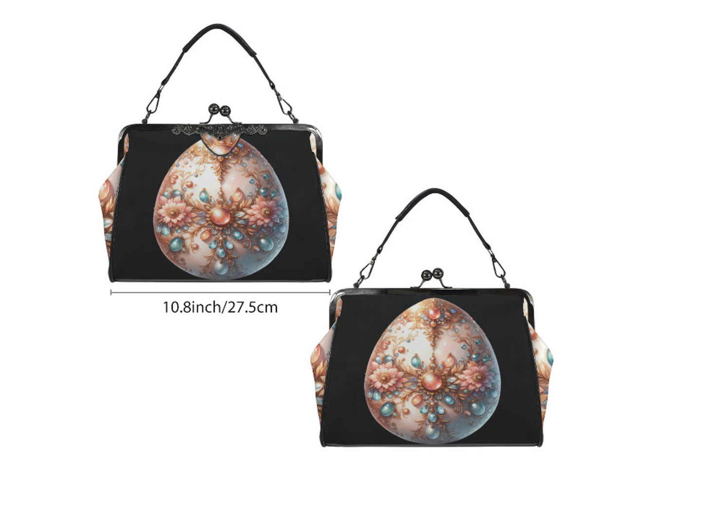 Elegant Floral Easter Egg Spring Art Design  Shoulder Cross Body Bag Satchel Kisslock