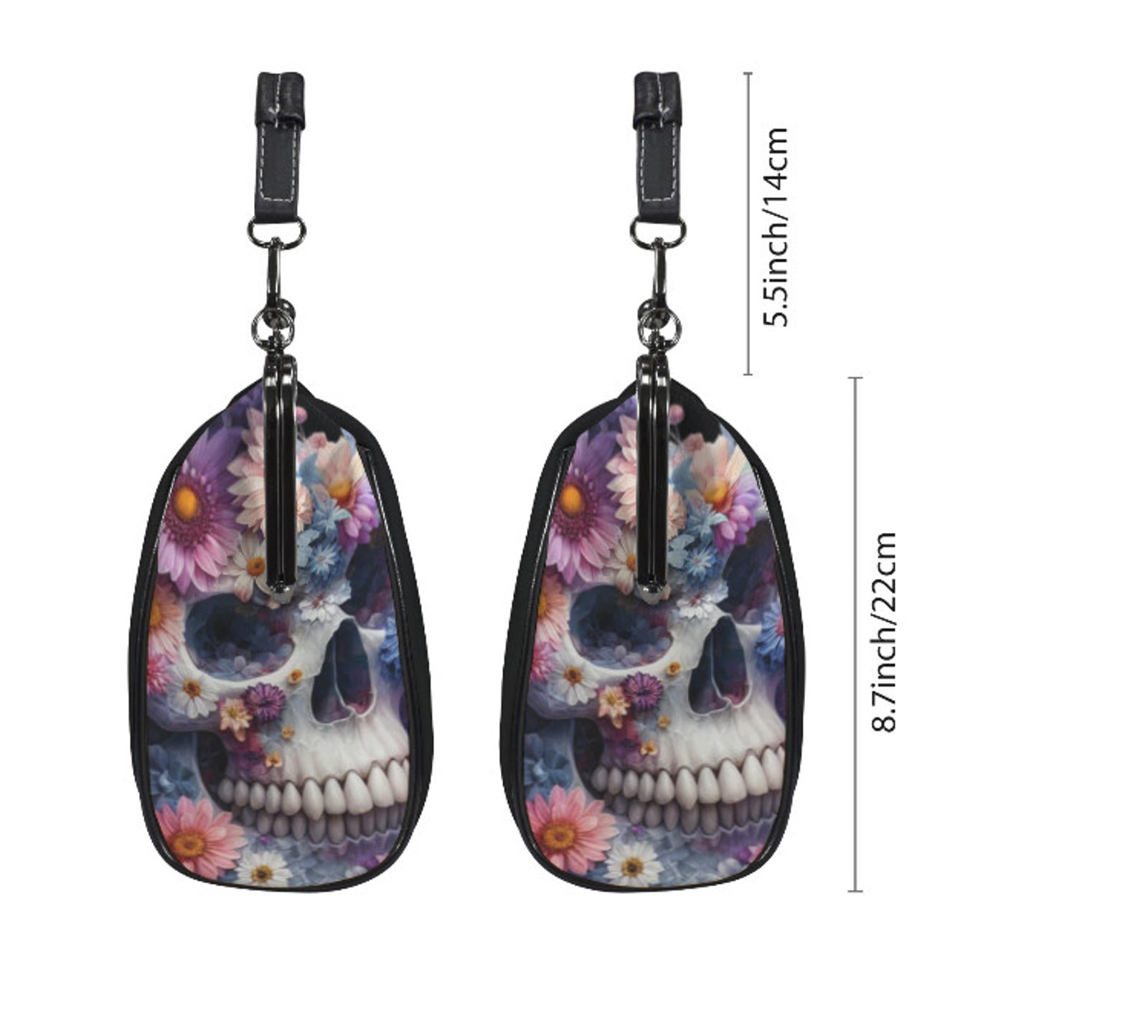 Sugar Skull Day of the Dead Halloween Floral Shoulder Cross Body Bag Satchel NEW Kisslock