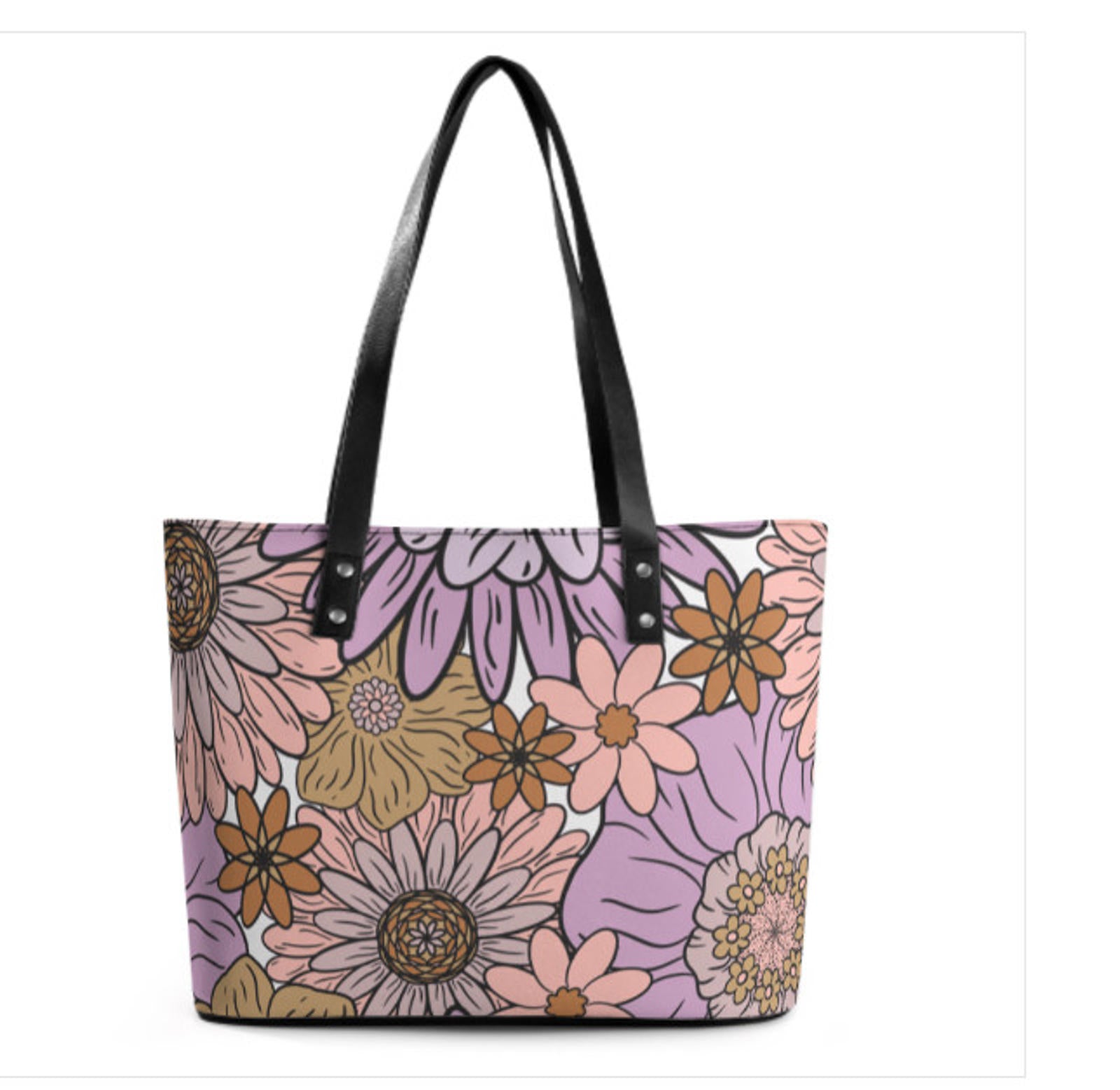 Custom Tote Hand Shoulder Bag 12 X 15 Spring Bohemian Boho Purple Floral NEW Terrifictrend