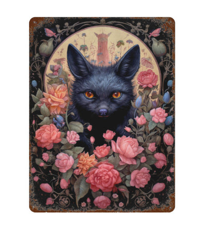 Rustic Gothic Botanical Animals BAT Metal Sign Halloween Wall Decor 8x12 Unbranded