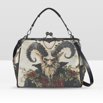 Horror Christmas Krampus Claus Cute Shoulder Cross Body Bag Satchel Holiday Gift Kisslock