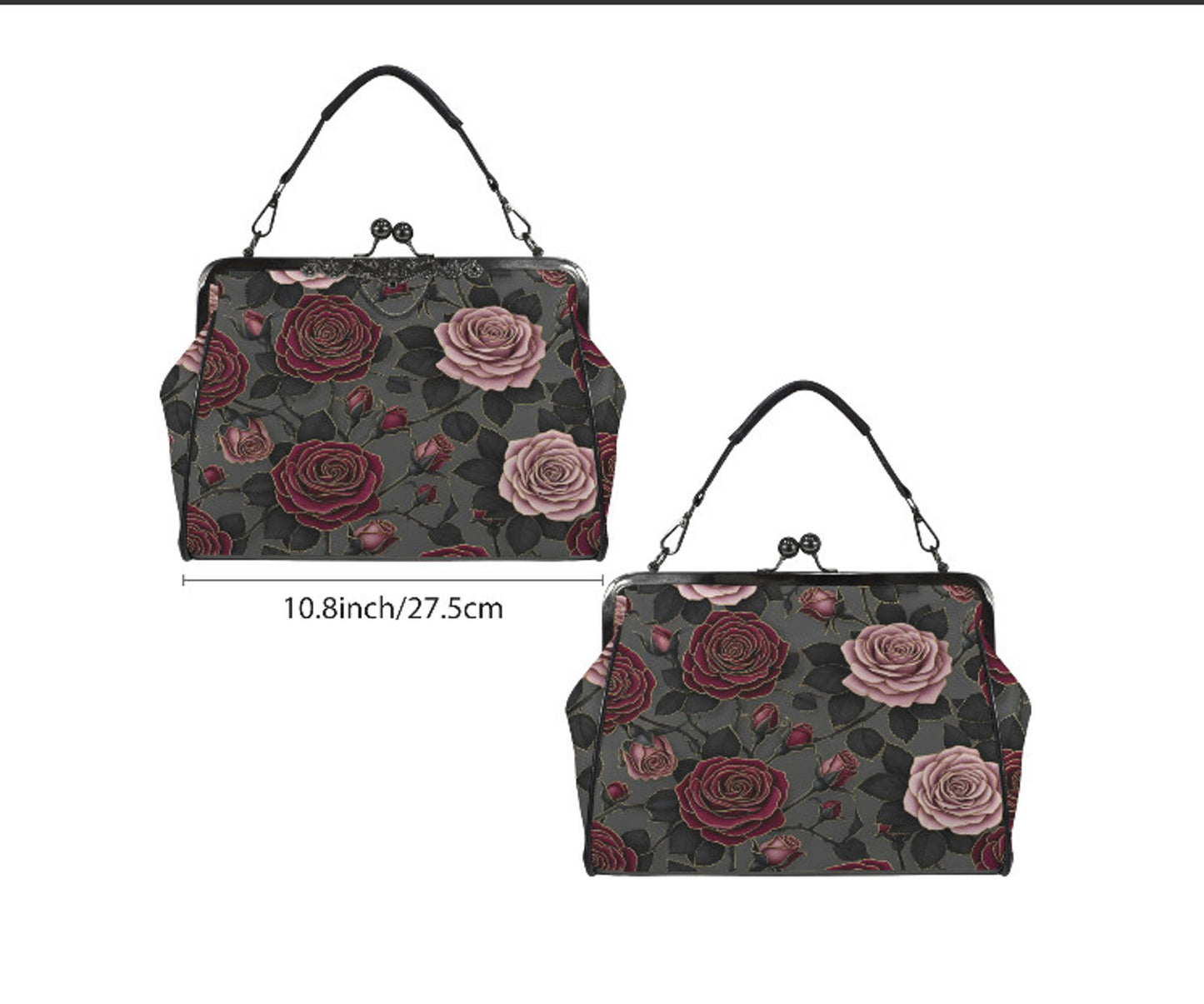 Victorian Valentine Gothic Purple Lavender  Shoulder Cross Body Hand Bag Satchel Kisslock