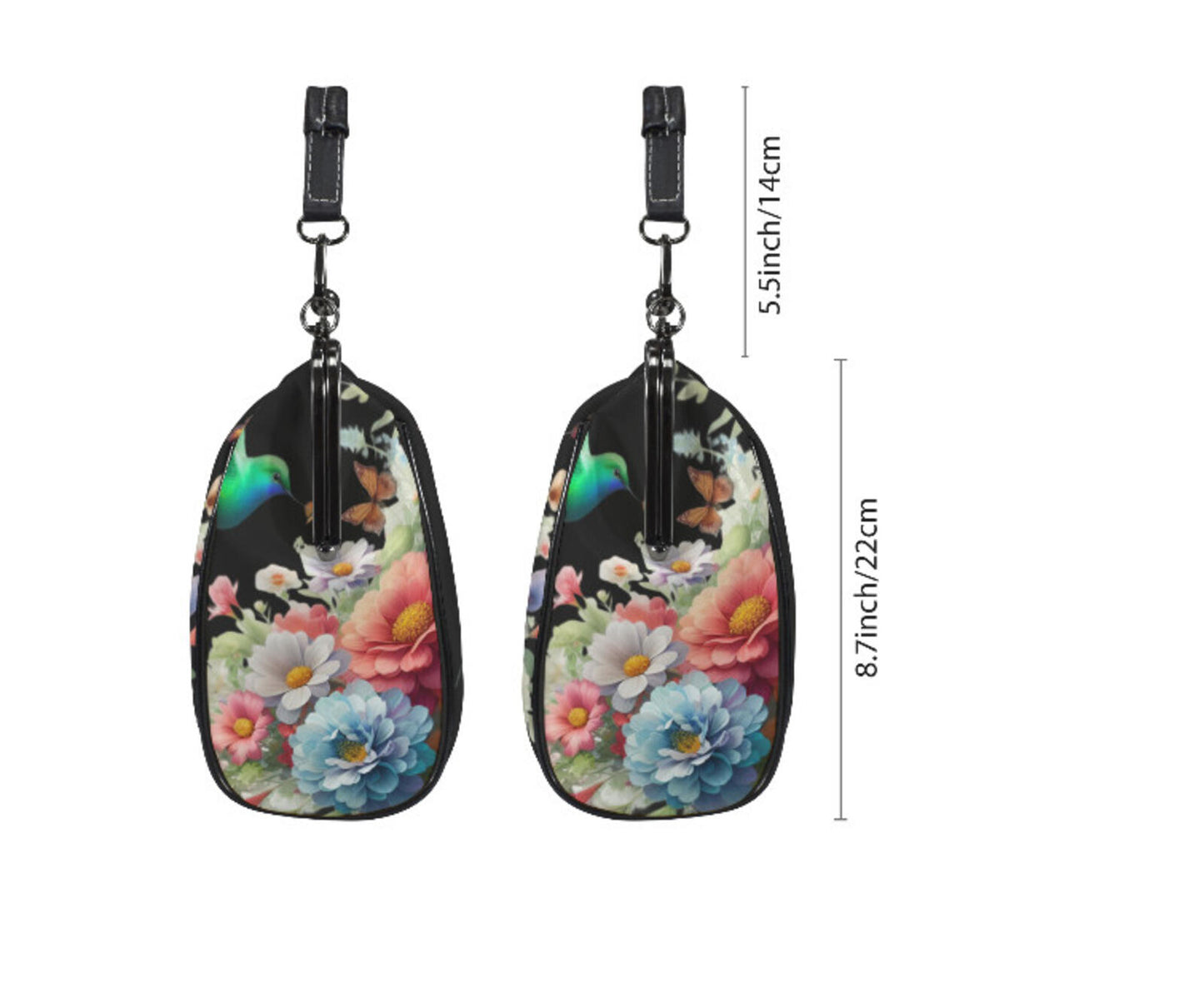 Black Floral Art Hummingbird Spring Mother's Day Shoulder Cross Body Bag Satchel Kisslock