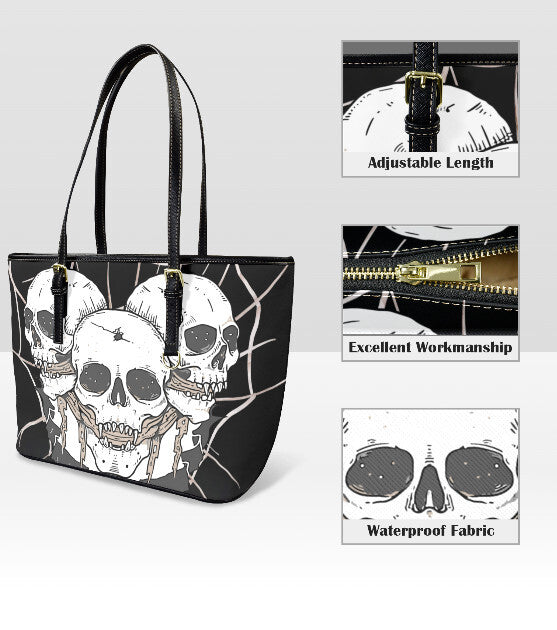 Custom Tote Hand Shoulder Bag 12 X 15 Halloween Gothic Gagged Skull Web Creepy Terrifictrend
