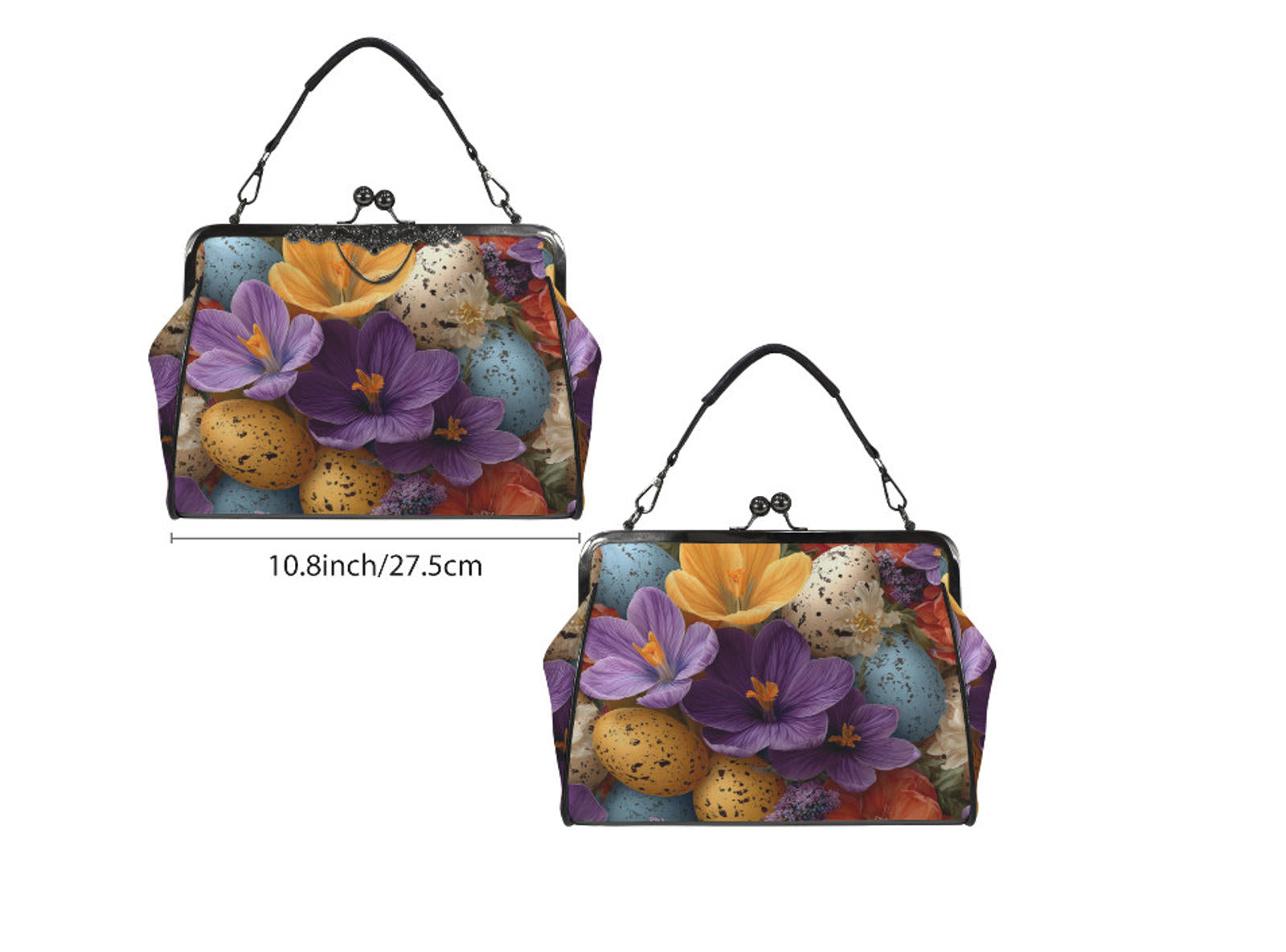 Elegant Floral Easter Egg Spring Art Design  Shoulder Cross Body Bag Satchel Kisslock