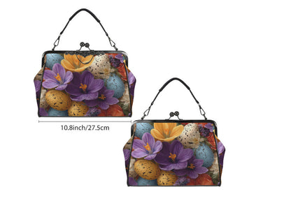 Elegant Floral Easter Egg Spring Art Design  Shoulder Cross Body Bag Satchel Kisslock