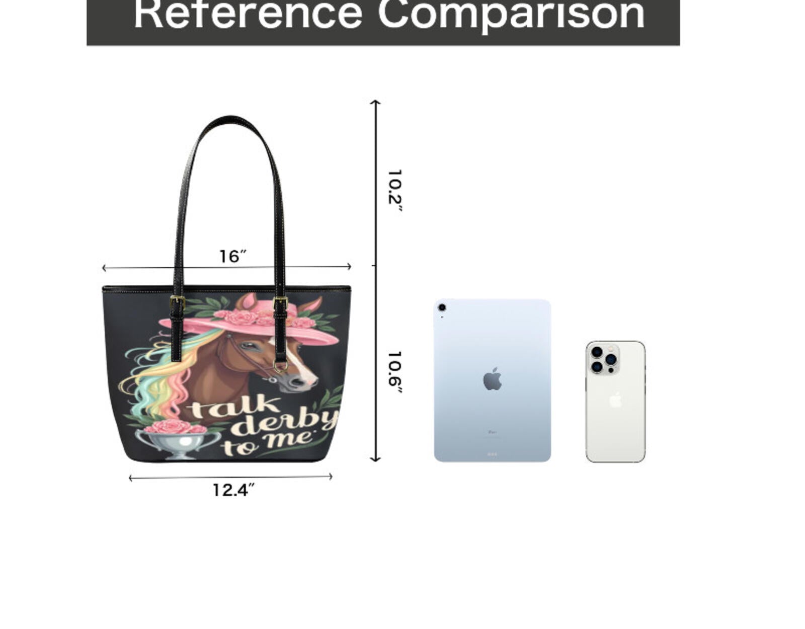 Tote Hand Shoulder Bag 12 X 15 Kentucky Derby Horse Hat Roses Talk Derby to Me Terrifictrend