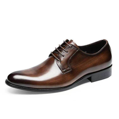 Men's Leather Shoes Breathable Lace Up Hand-rub Color - terrifictrend