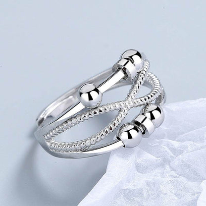 Rotatable Ring With Open Design Fashion Double-layered Hollow Line Anxiety Relief Rings For Women