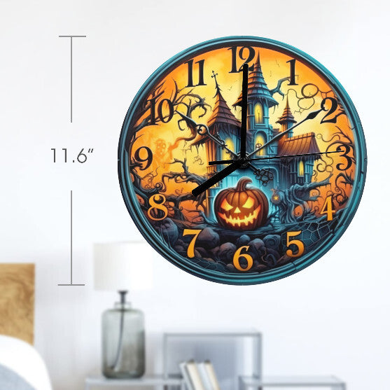 Halloween Spooky Haunted House Fun 12" Wall Clock Battery Operated NEW Temptations by Tara