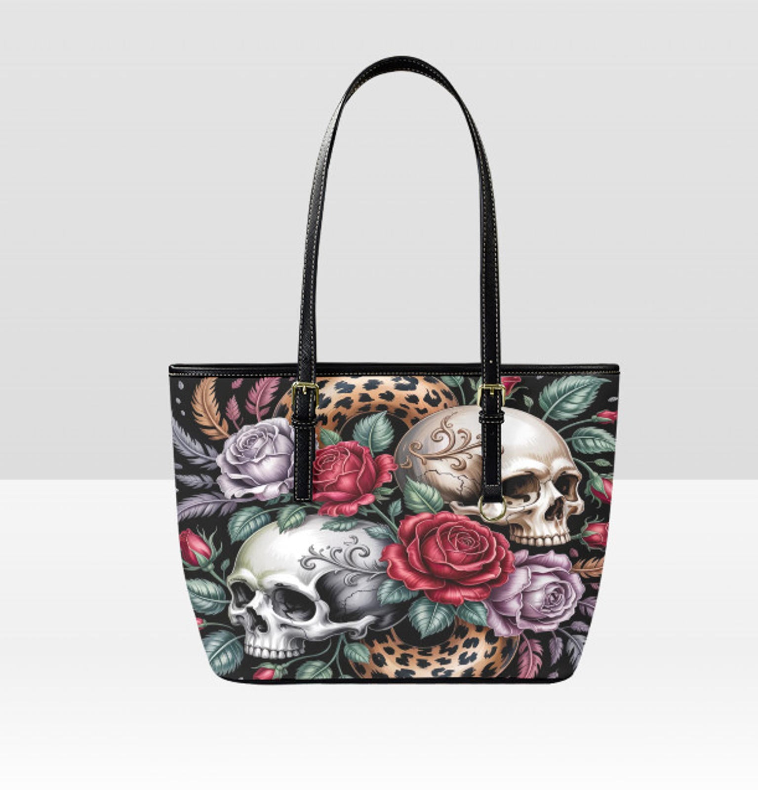 Custom Tote Hand Shoulder Bag 12 X 15 Happy Mothers Day Gothic Skull Roses NEW Terrifictrend