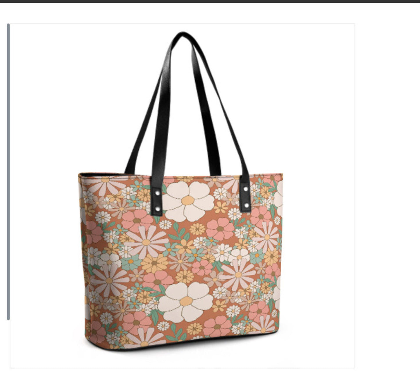 Custom Tote Hand Shoulder Bag 12 X 15 Spring Bohemian Boho Peach Orange Floral Terrifictrend