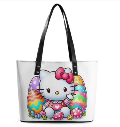 Custom Tote Hand Shoulder Bag 12 X 15 Spring Happy Easter Eggs Hello Kitty Art Terrifictrend