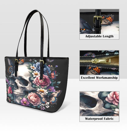 Custom Tote Hand Shoulder Bag 12 X 15 Gothic Floral Butterfly Rose Skull Gift Terrifictrend