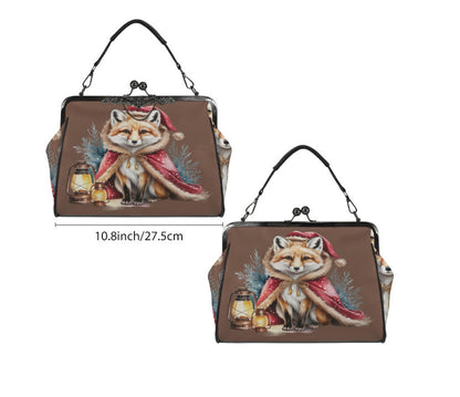 Victorian Gothic Christmas Fox Holiday  Shoulder Cross Body Hand Bag Satchel Kisslock