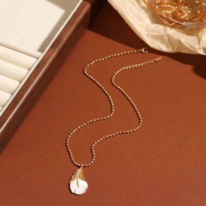 Non-fading Titanium Steel Fritillary Feather 18K Color Necklace