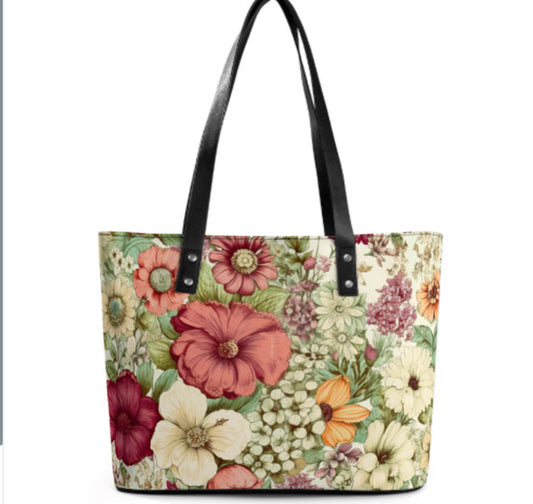 Custom Tote Hand Shoulder Bag 12 X 15 Spring Flowers Art Sage Pink Yellow Gift Terrifictrend