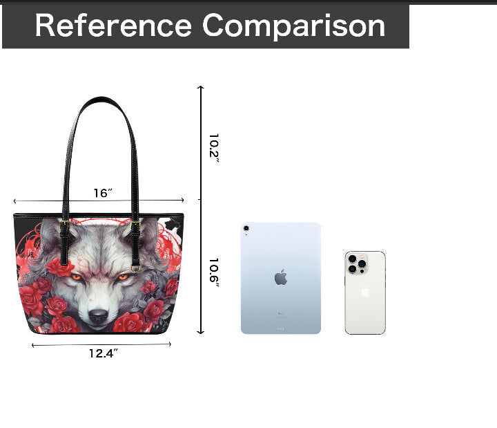 Custom Tote Hand Shoulder Bag 12 X 15 Gothic Victorian Wolf Moon Red Roses NEW Terrifictrend