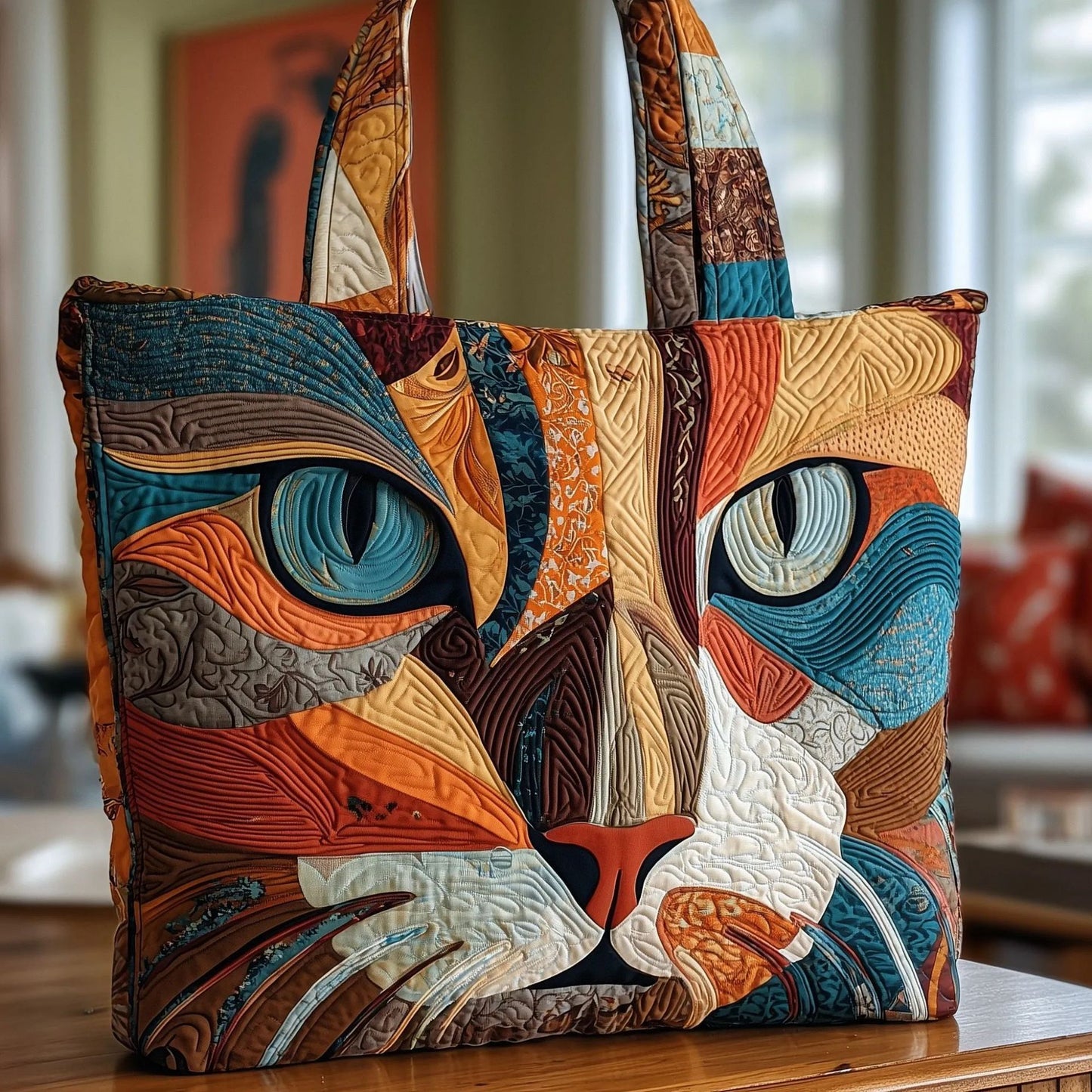 Creative, High-Capacity Tote Bag With Digital Print And Quilted Embroidery Cj