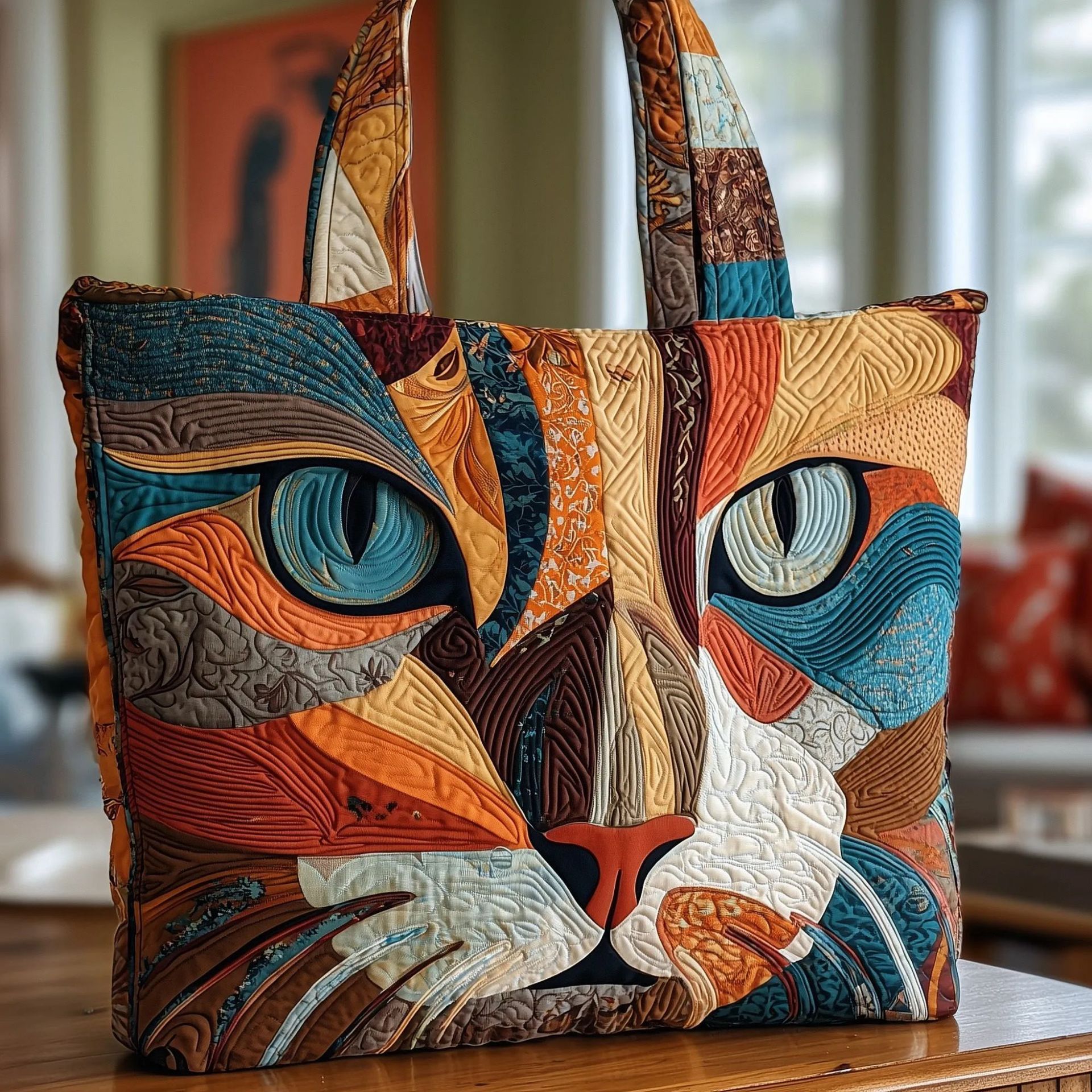 Creative, High-Capacity Tote Bag With Digital Print And Quilted Embroidery Cj