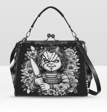 Horror Scarred Chucky Halloween Floral Shoulder Cross Body Bag Satchel NEW Kisslock