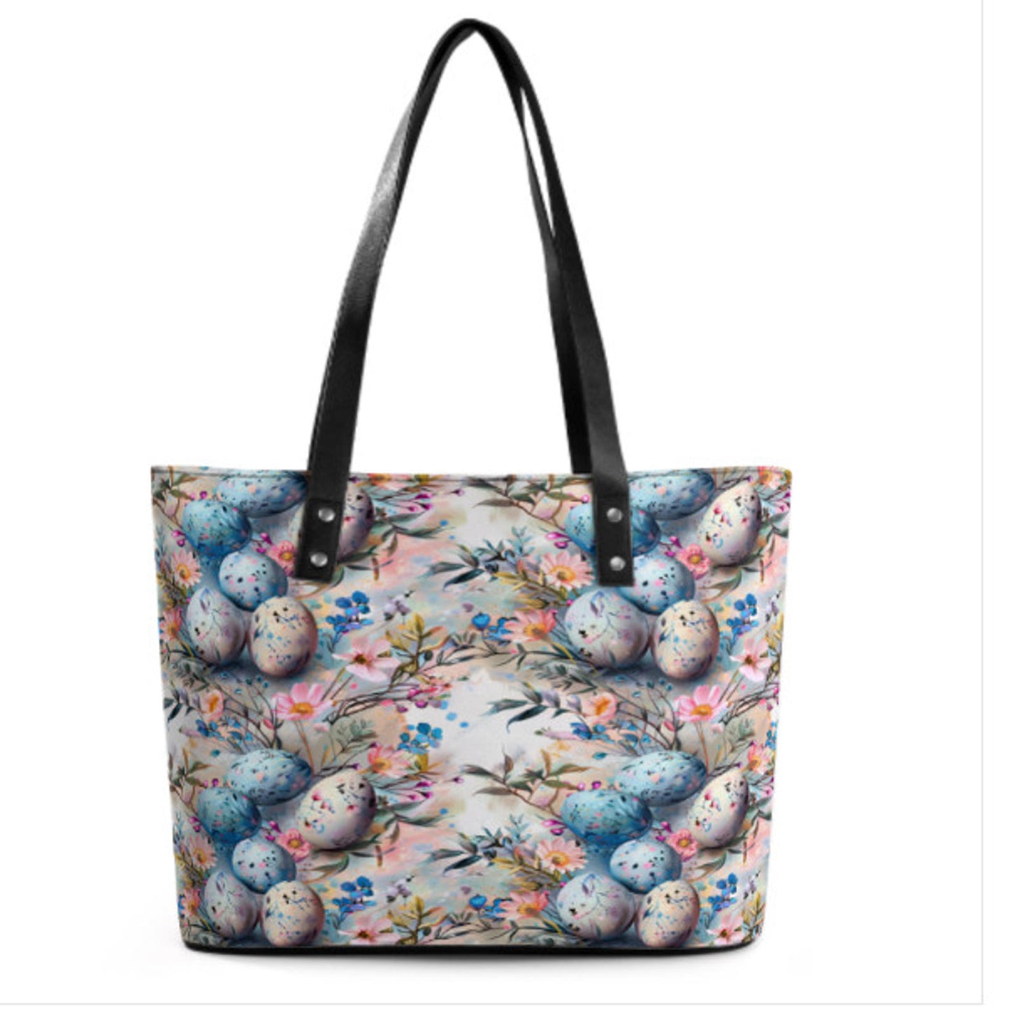 Custom Tote Hand Shoulder Bag 12 X 15 Spring Easter Egg Art Pastel Glam Floral Terrifictrend