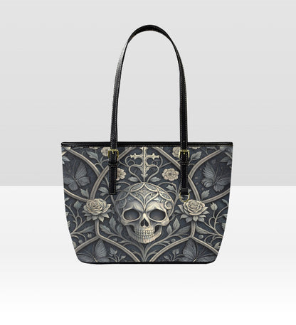Custom Tote Hand Shoulder Bag 12 X 15 Gothic Victorian Skull Roses Damask Terrifictrend
