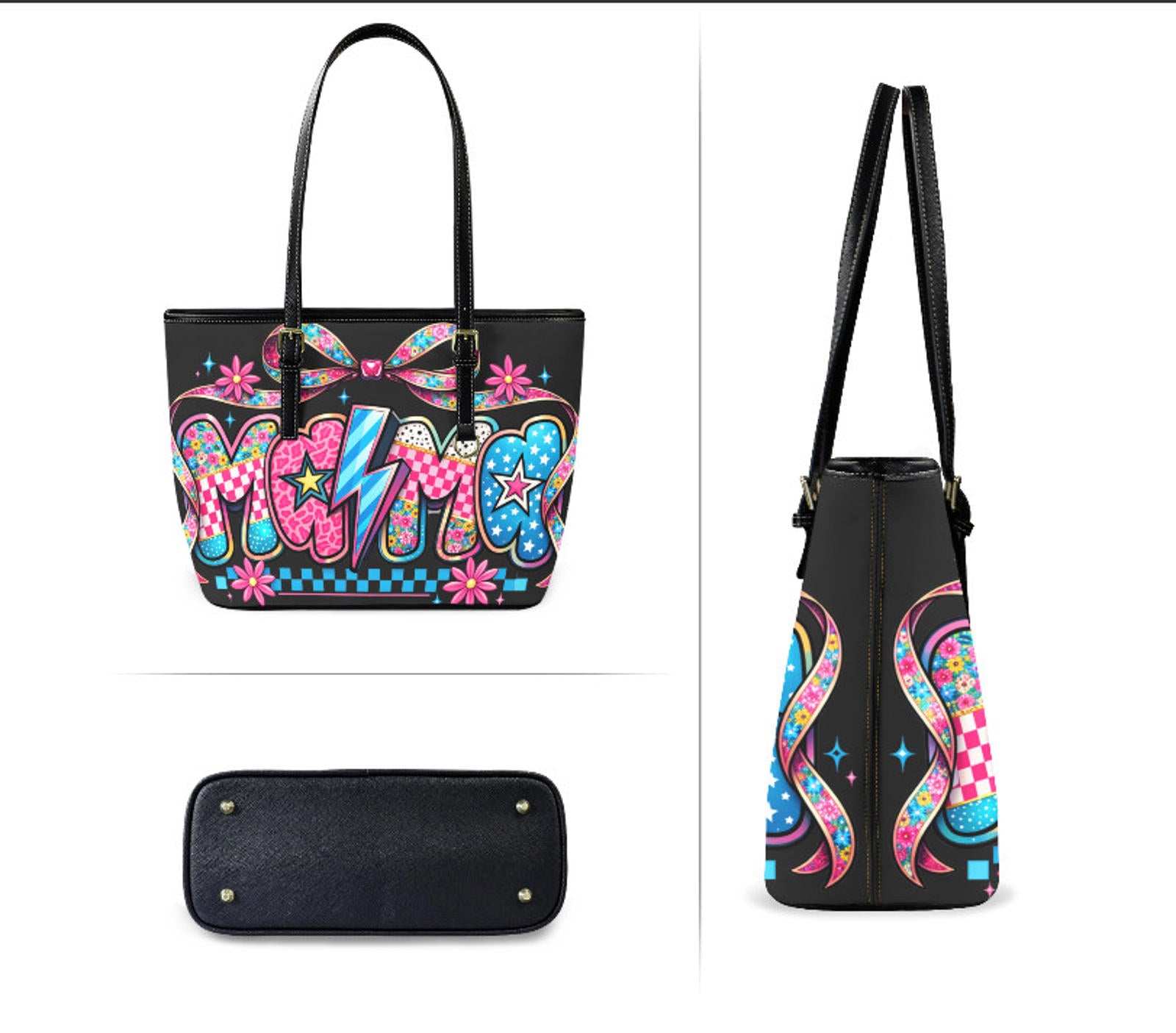 Custom Tote Hand Shoulder Bag 12 X 15 Bright Colors Mother's Day Pop Art Retro Terrifictrend