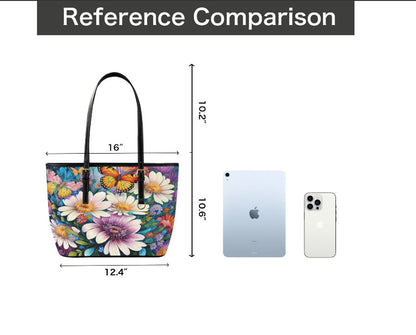 Custom Tote Hand Shoulder Bag 12 X 15 Spring Butterfly Purple Flowers Gift Idea Terrifictrend