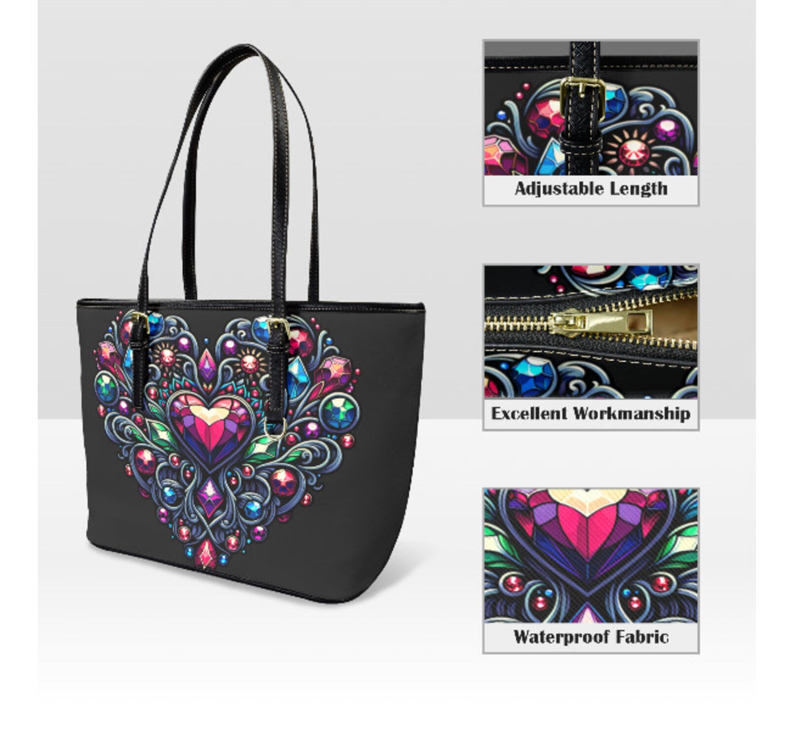 Tote Hand Shoulder Bag 12 X 15 Jewel Tones Gothic Victorian Mother's Day Gift Terrifictrend