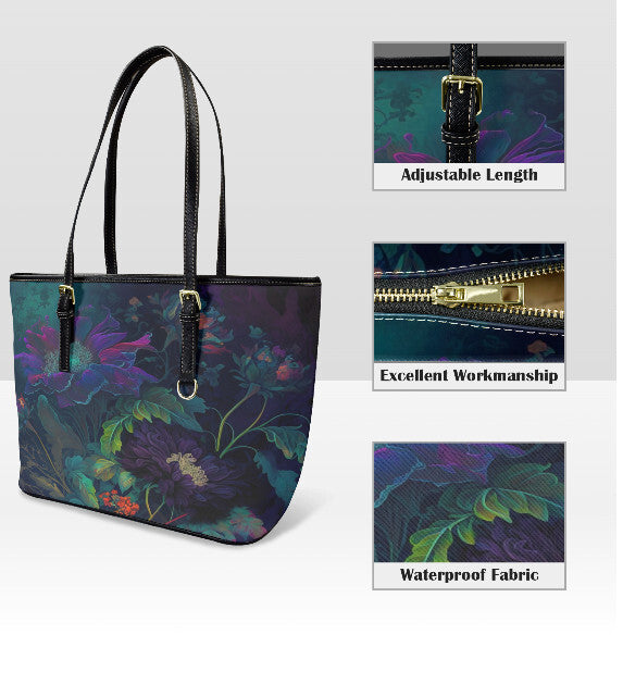 Custom Tote Hand Shoulder Bag 12 X 15 Gothic Victorian Glowing Flowers Mystical Terrifictrend