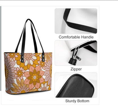 Custom Tote Hand Shoulder Bag 12 X 15 Spring Bohemian Orange Brown Floral NEW Terrifictrend