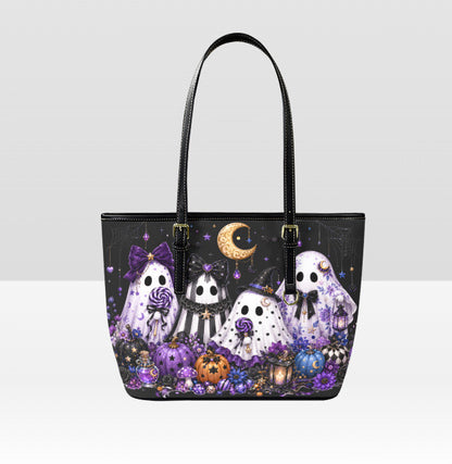 Custom Tote Hand Shoulder Bag 12 X 15 Fall Halloween Gothic Purple Ghost Group Terrifictrend