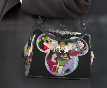 Disney Villains Evil Queen Cruella Halloween Shoulder Cross Body Bag Satchel NEW Kisslock