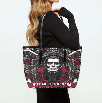 Custom Tote Hand Shoulder Bag 12 X 15 Halloween Bite Me if You Dare Dracula Terrifictrend