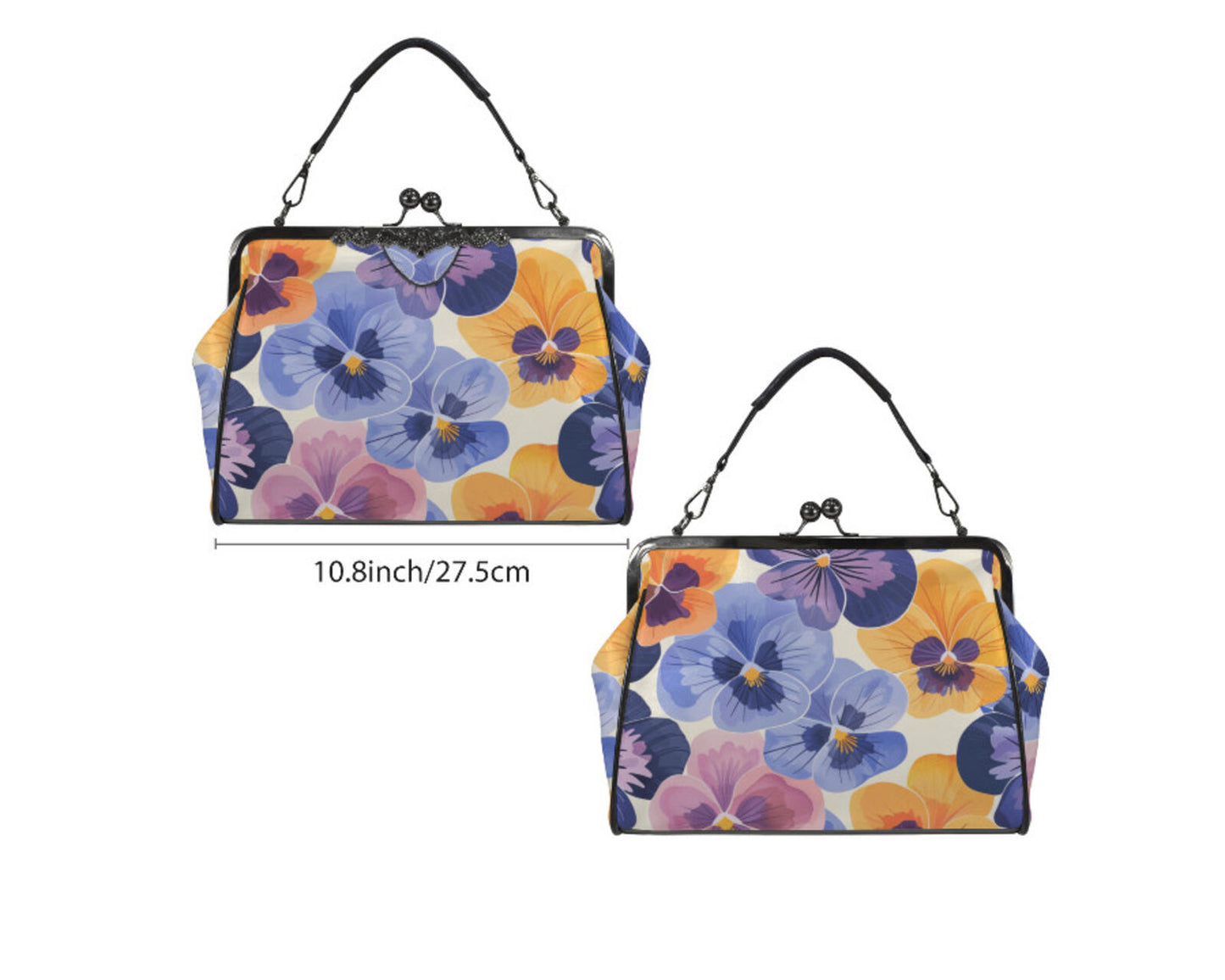Pansy Floral Flower Art Spring Mother's Day Shoulder Cross Body Bag Satchel NEW Kisslock