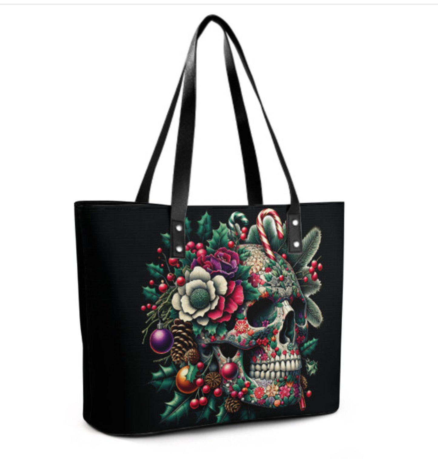 Custom Tote Hand Shoulder Bag 12 X 15 Gothic Sugar Skull Xmas  Holiday Gift  NEW Terrifictrend