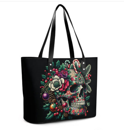 Custom Tote Hand Shoulder Bag 12 X 15 Gothic Sugar Skull Xmas  Holiday Gift  NEW Terrifictrend