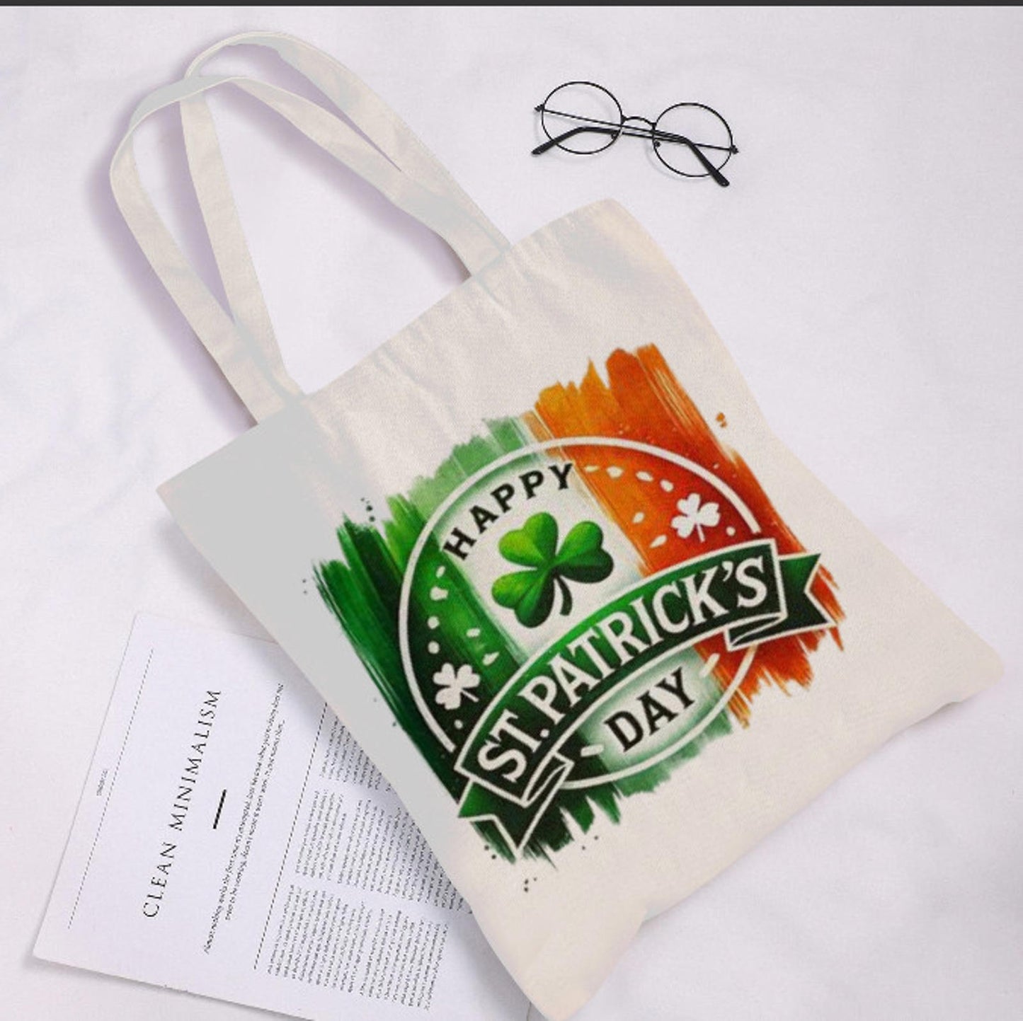 St. Patrick's Day Ireland Irish Flag Shamrock Shoulder Tote Bag 15" X 15" TerrificTrend