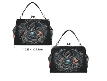 Dark Victorian Gothic Fire Dragon Roses Earth Shoulder Cross Body Bag Satchel Kisslock