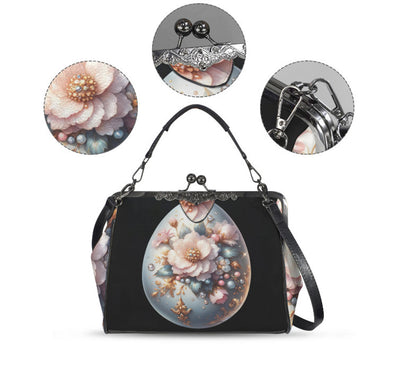 Elegant Floral Easter Egg Spring Art Design  Shoulder Cross Body Bag Satchel Kisslock