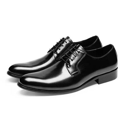Men's Leather Shoes Breathable Lace Up Hand-rub Color - terrifictrend
