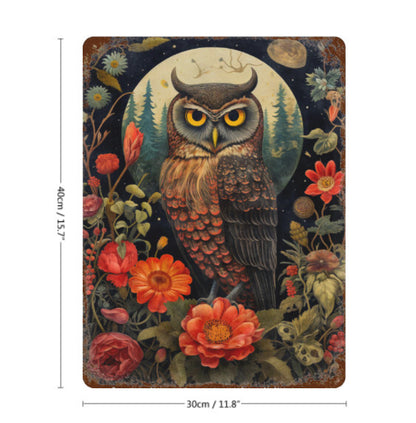 Rustic Gothic Botanical Animals OWL Metal Sign Victorian Wall Decor 8 x 12 new Unbranded