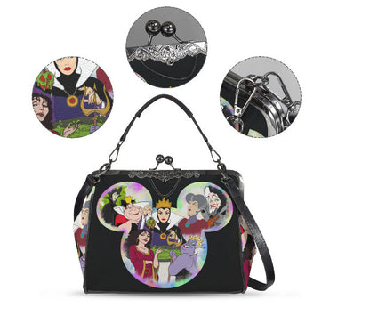 Disney Villains Evil Queen Cruella Halloween Shoulder Cross Body Bag Satchel NEW Kisslock