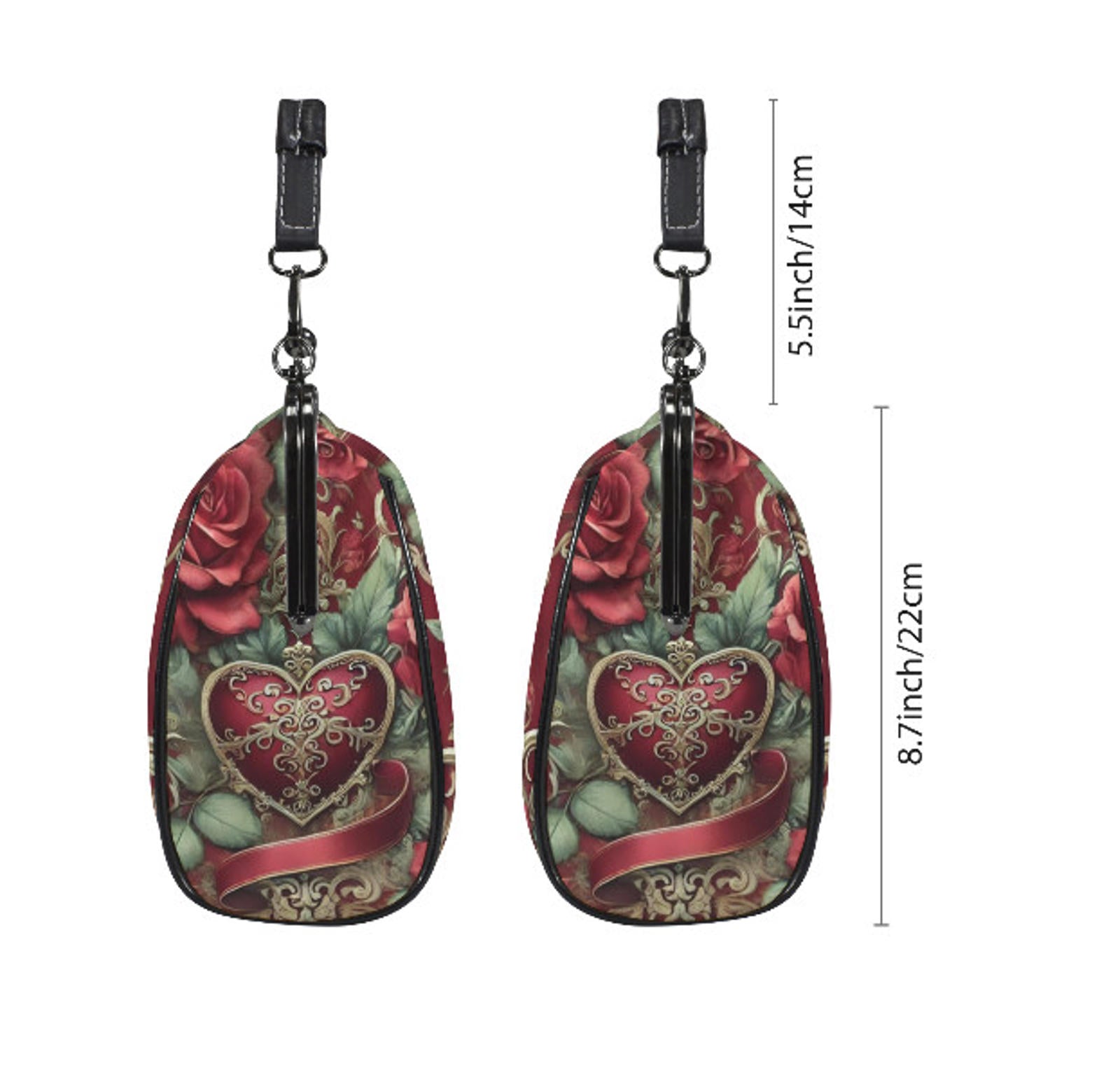 Victorian Heart Valentine's Day Red Rose  Shoulder Cross Body Hand Bag Satchel Kisslock